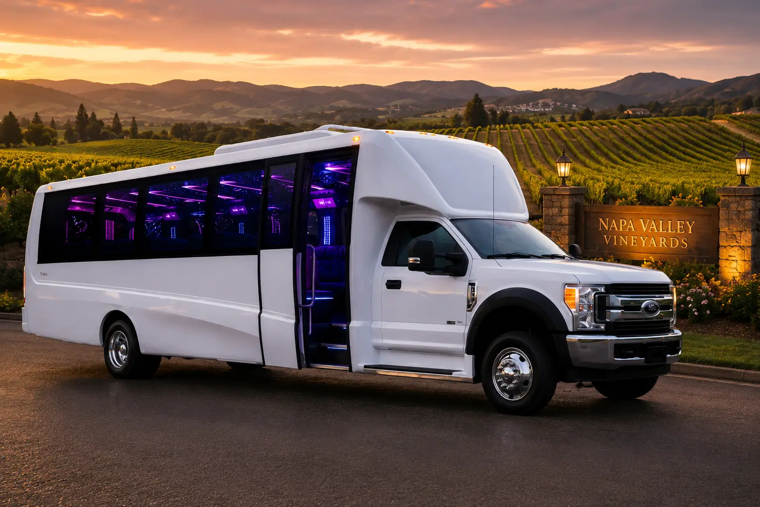 Party bus transportation for Napa Valley wine tours