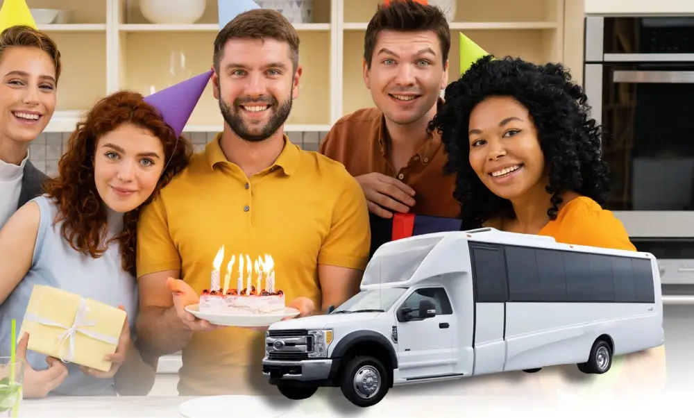 Birthday limo service vehicle exterior